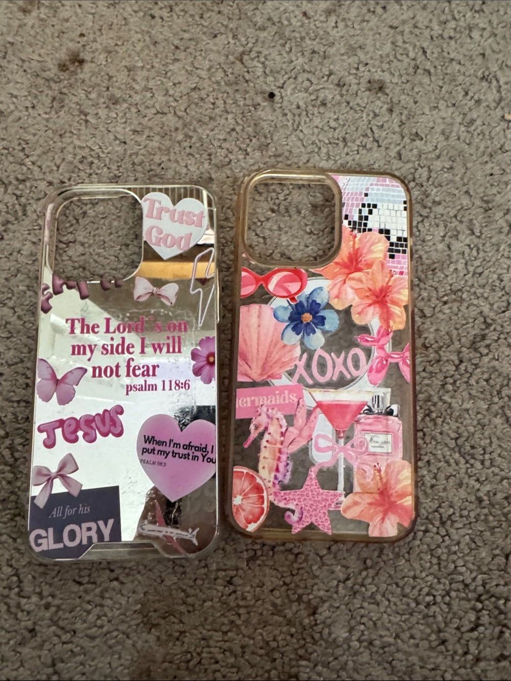 SHEIN Pink Floral & Collage Clear Phone Case